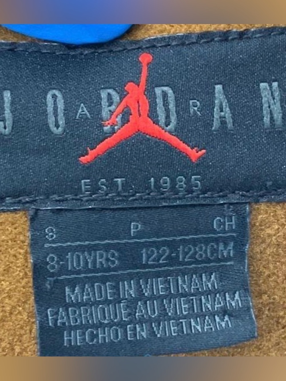 Boys Jordan Flight Varsity Bomber Brown Button Snap Jacket Sz. S 8-10yr excellen - Picture 5 of 6